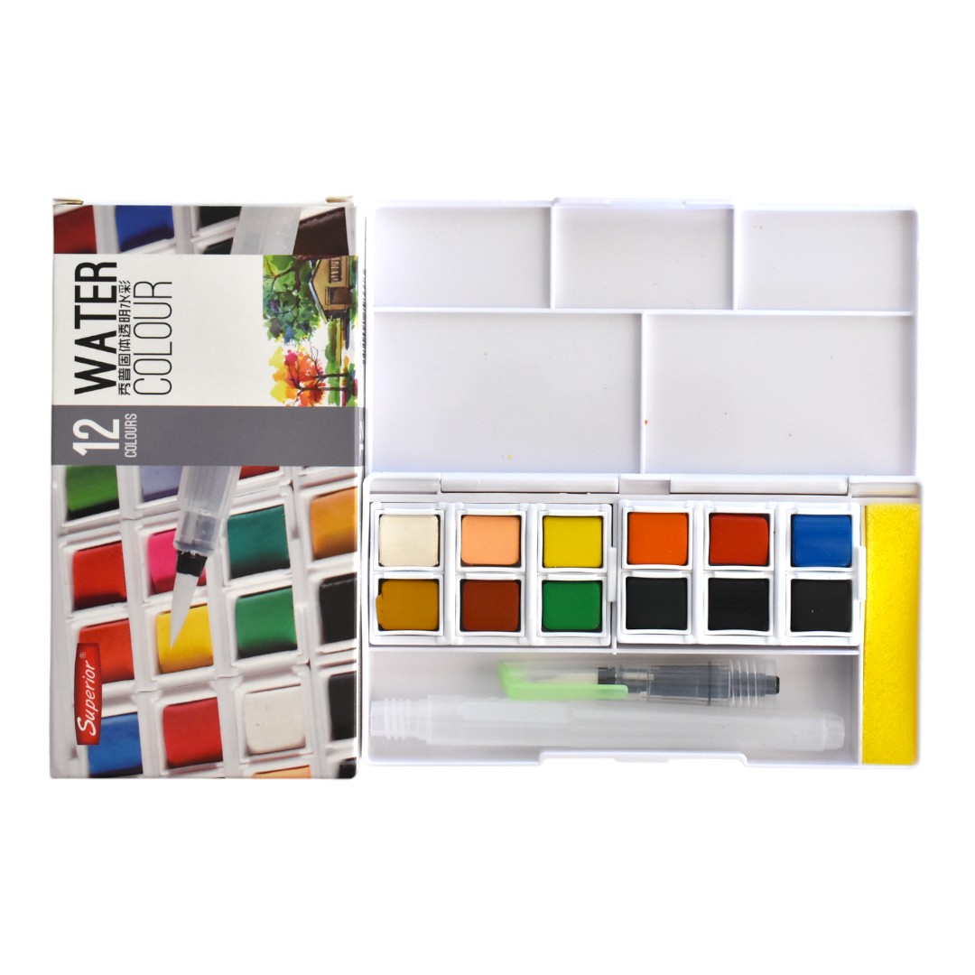 طقم الوان مائية فائقة الجودة سوبريور - 12 لون