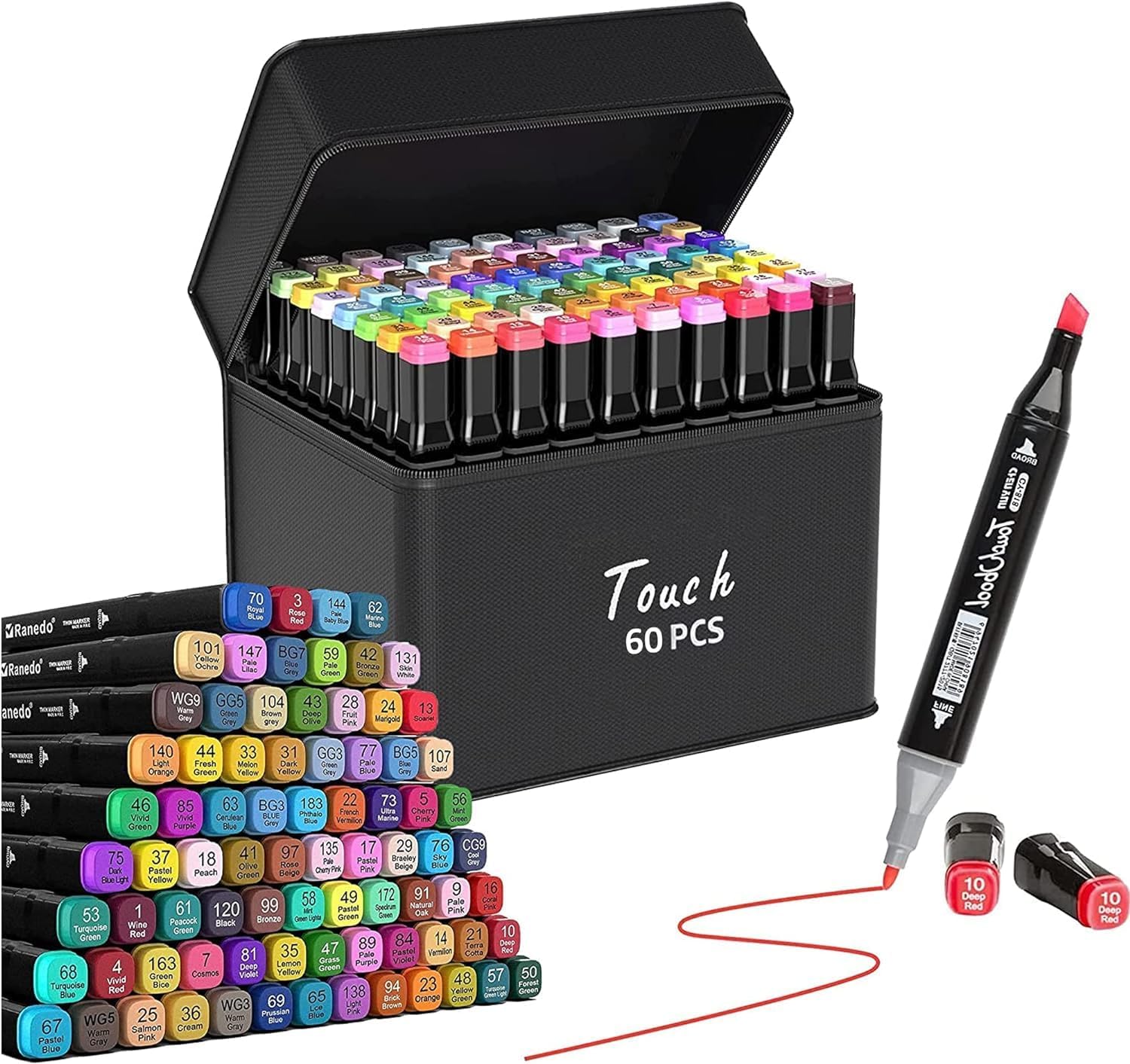 شنطة اقلام تحديد تاتش ماركر رقم عالية الجودة - 60 لون