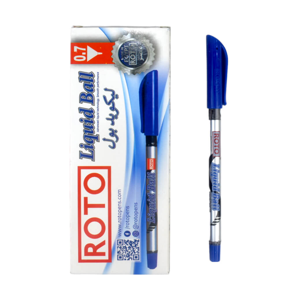 قلم جاف روتو ليكويد بول سن رفيع 0.7 مم - 10 قلم - ازرق