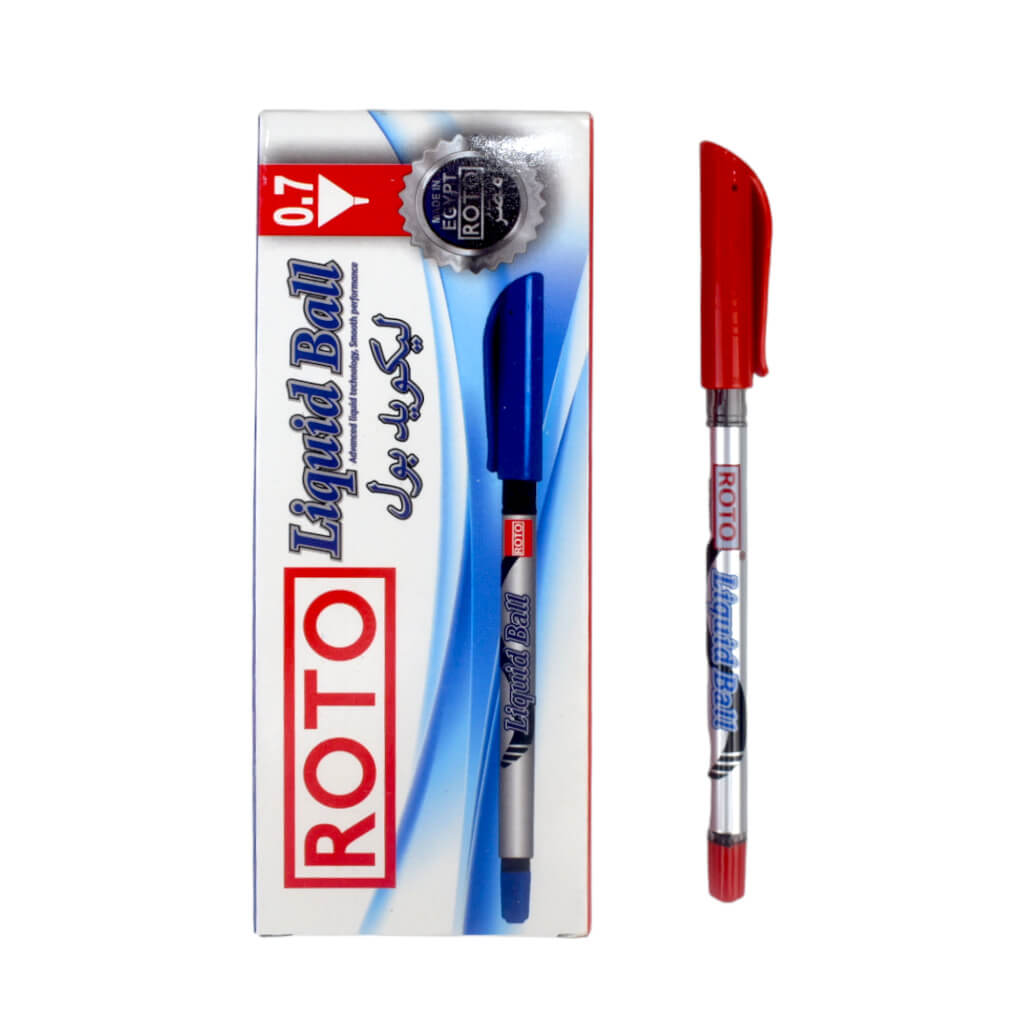 قلم جاف روتو ليكويد بول سن رفيع 0.7 مم - 10 قلم - احمر