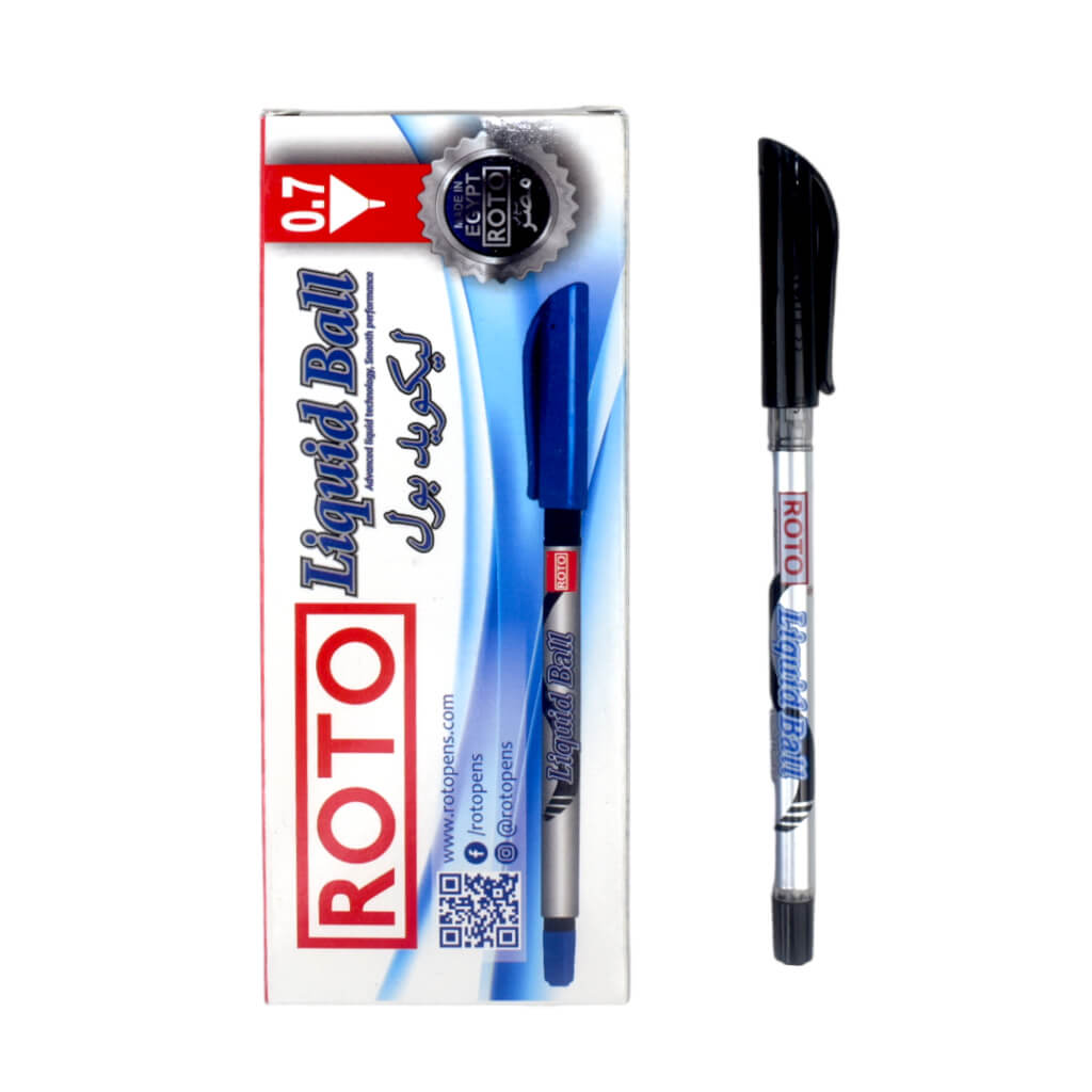 قلم جاف روتو ليكويد بول سن رفيع 0.7 مم - 10 قلم - اسود