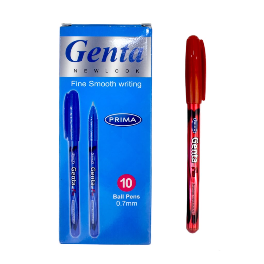 قلم جاف بريما جينتا سن رفيع 0.7 مم - 10 قلم - احمر