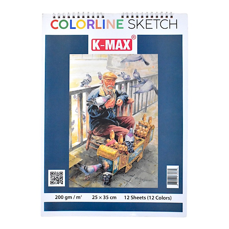 اسكتش رسم ورق كانسون ملون K-MAX عالى الجودة 25*35 - 12 ورقة