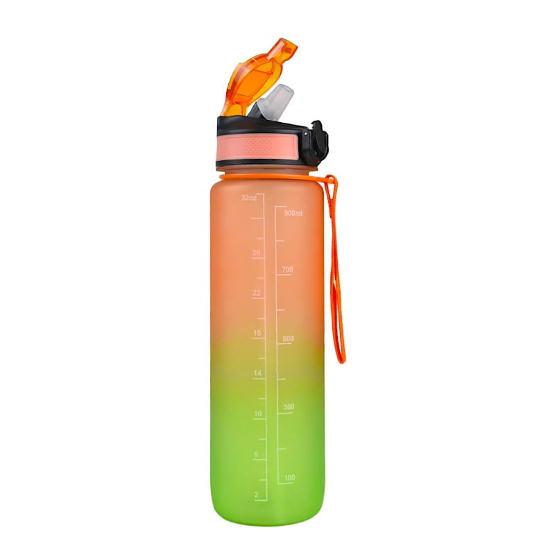 زجاجة مياه بتصميم رياضى قفل كليبس اندلسية جروب الوان متدرجة بمؤشر لقياس المتبقى سعة 1000 ملل رقم.AG915914 - برتقالى واخضر