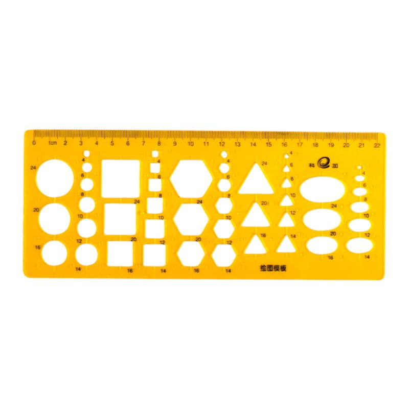 شبلونة رسم اشكال هندسية شاملة بلاستيكية صفراء كوكاى رقم.TR001