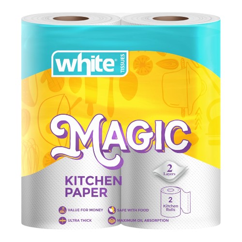 مناديل مطبخ وايت ماجيك 2 طبقة - 2 رول