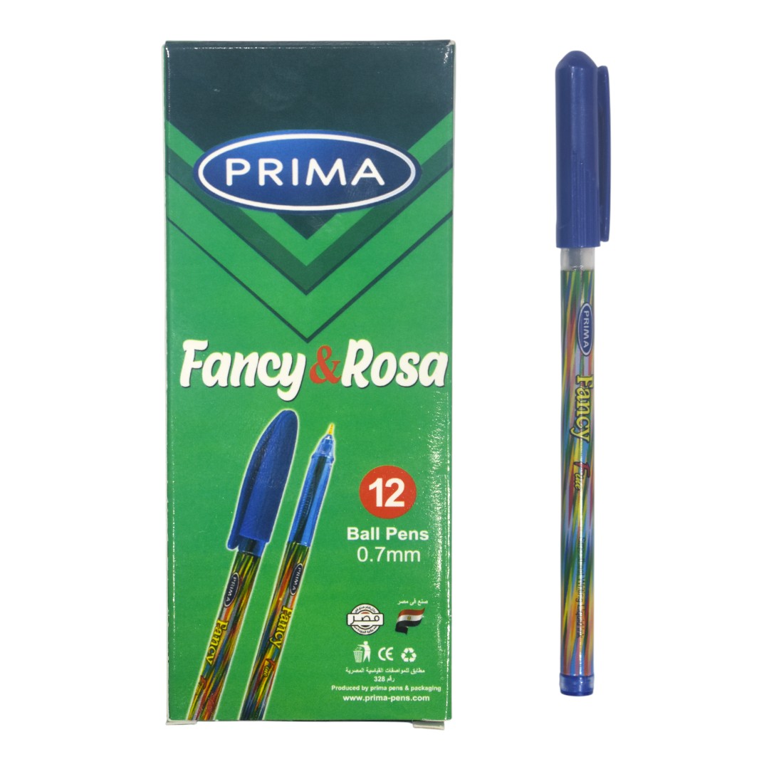 قلم جاف بريما فانسى & روزا سن رفيع 0.7 مم - 12 قلم - ازرق