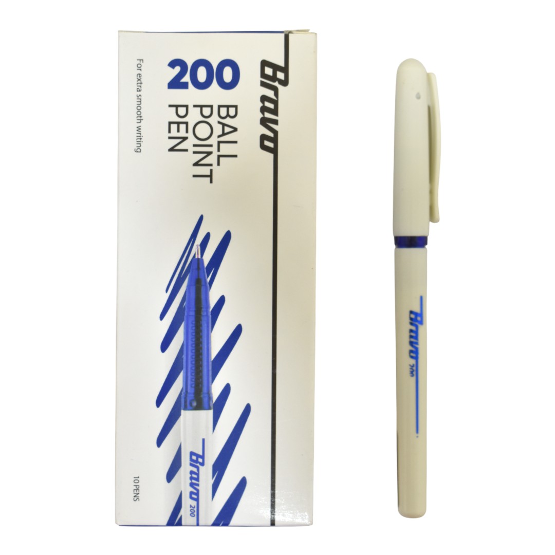 قلم جاف برافو 200 سن عريض 1.0 مم - 10 قلم - ازرق