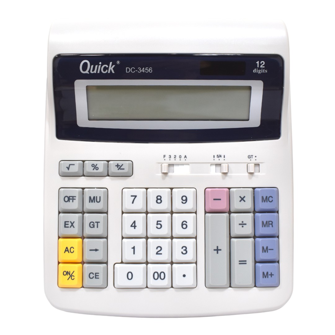 الة حاسبة مكتبية من Quick رقم.DC-3456 - لون ابيض